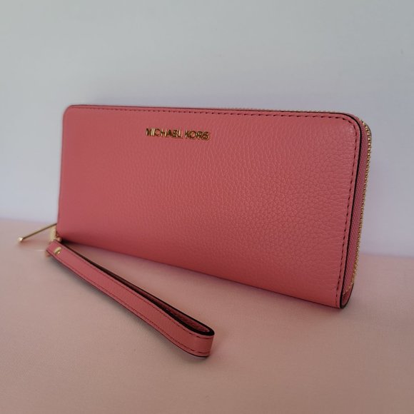 MICHAEL KORS Jet Set Travel Continental Pebbled Leather Wallet-Tea Rose⭐ - Picture 5 of 16